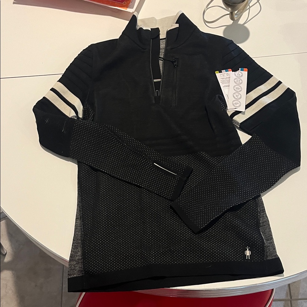 Black and Gray Quarter-Zip Pullover 68% wool